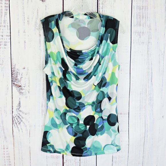 Blue and Aqua Circle Pattern Cowel Neck Tank Top.....325 - Picture 1 of 8